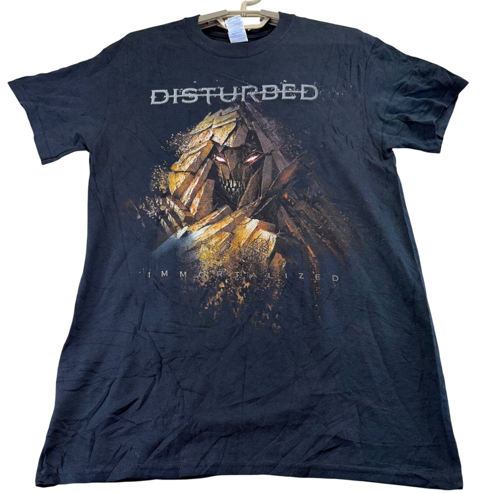Gildan T-Shirt Mens Small Black Disturbed Immortalized 2016 Tour Vintage Graphic